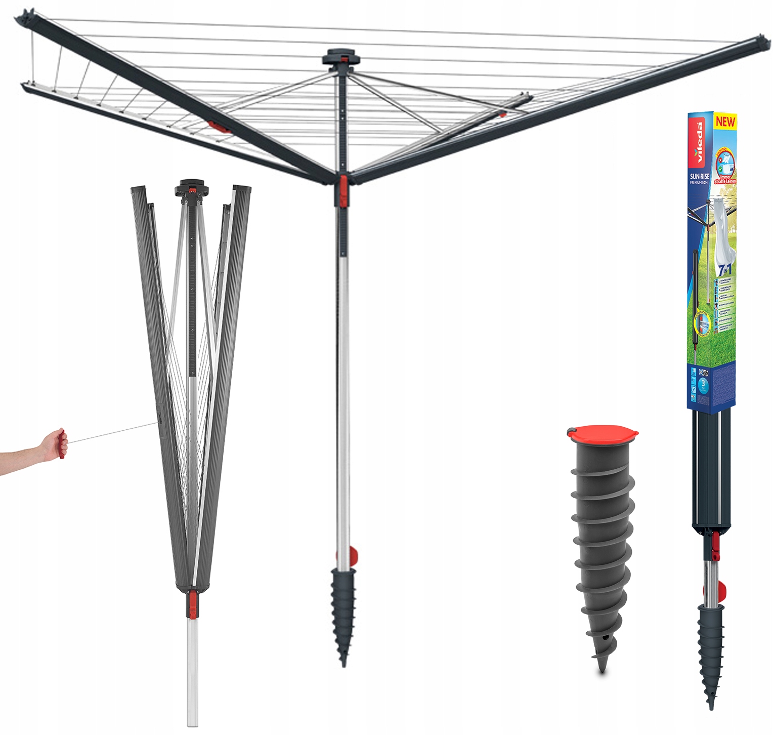 Silná Nastavitelná Nerezová Sušák Vileda Sun Rise Premium 50