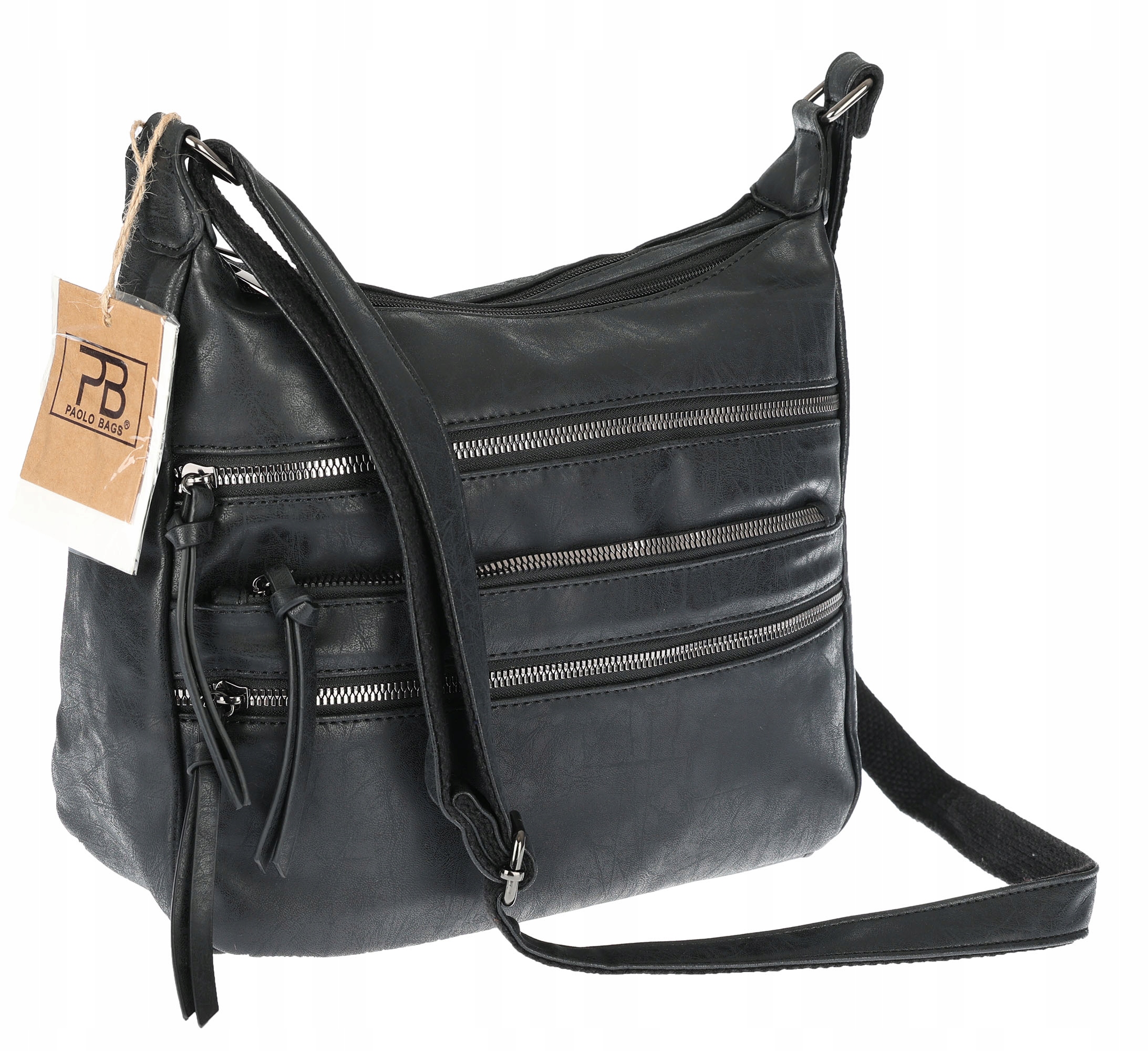 Torebka Damska Listonoszka Modna Pojemna Torba na Ramię 1030 Czarna