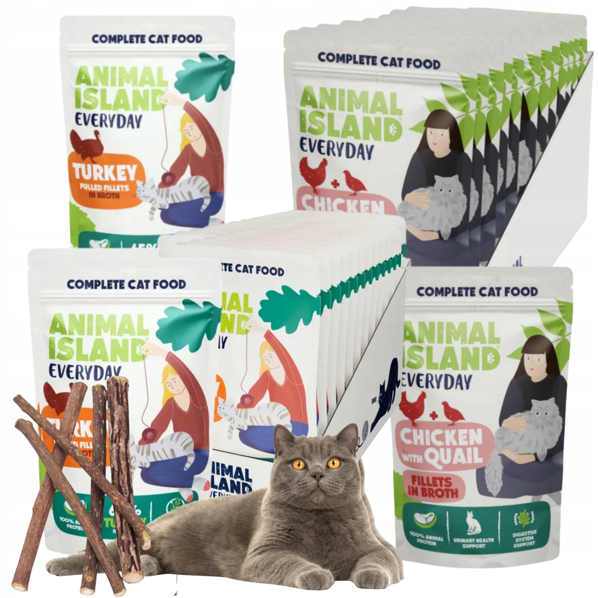 Mokré krmivo pro kočky bez obilovin mix chutí kapsička Animal Island 85 g x 24 g