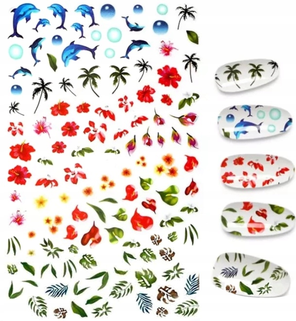 NAKLEJKA SAMOPRZYLEPNA KWIATY LIŚCIE PALMY F329