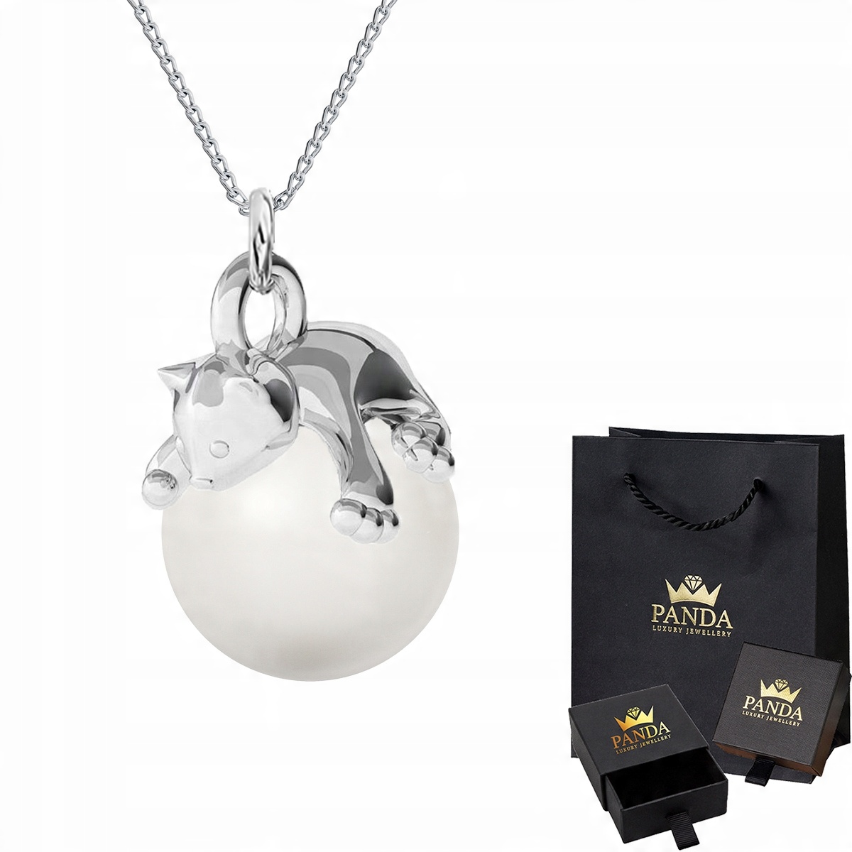 

Naszyjnik Kotki Perła Swarovski Srebro 925 Prezent