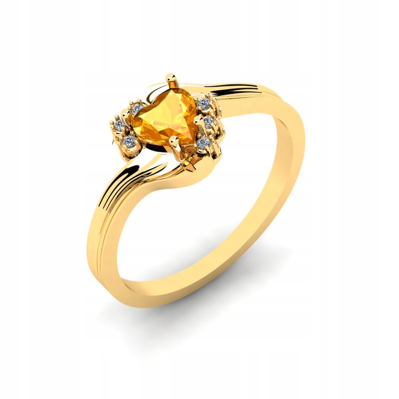 

Pierścionek Złoty Serce Cytryn Z Brylantami 0,47CT