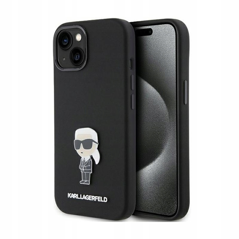 Karl Lagerfeld Silicone Ikonik Metal Pin Pouzdro pro iPhone 15 (černé)