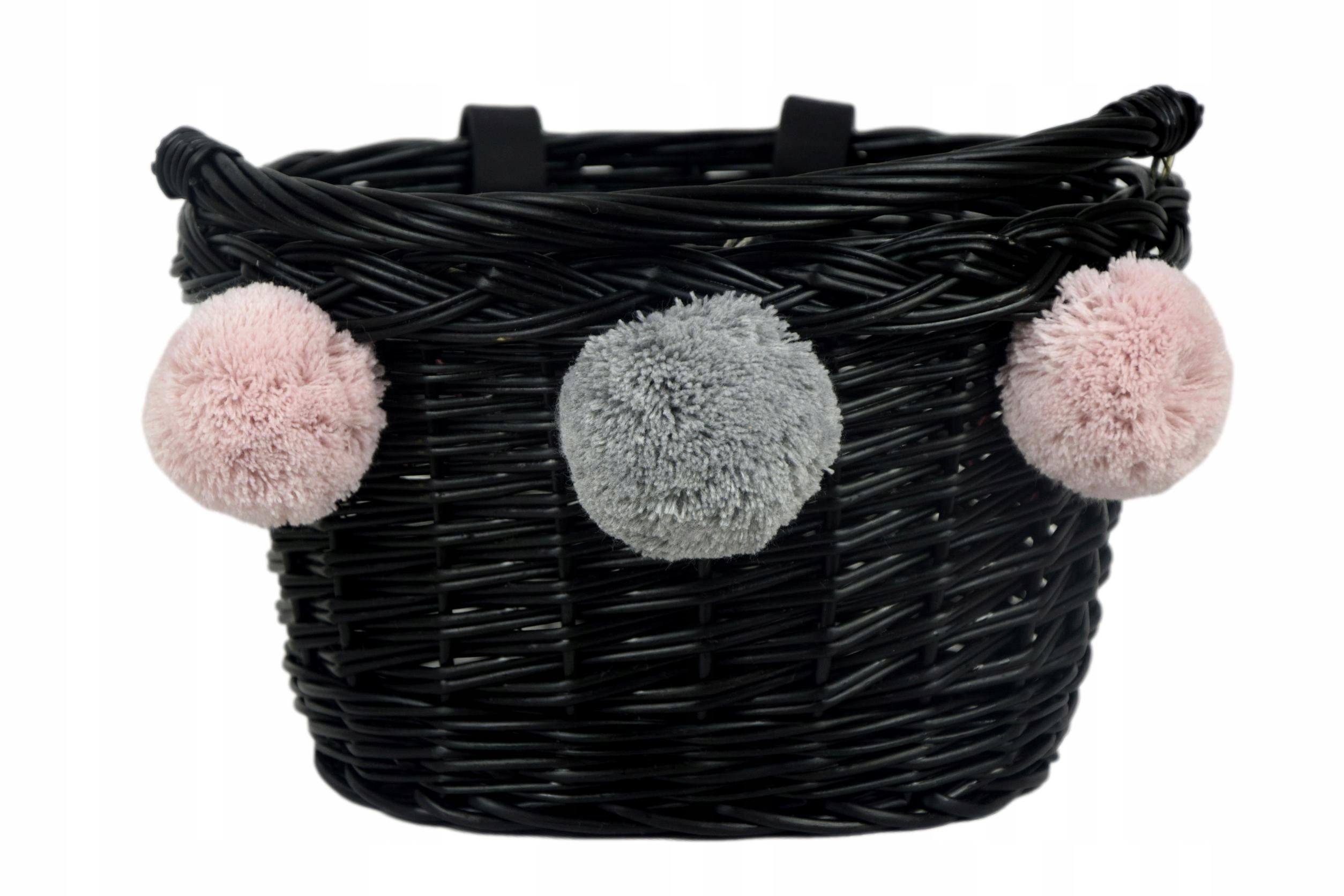 

Kosz wiklinowy z pomponem na rower dla dziecka