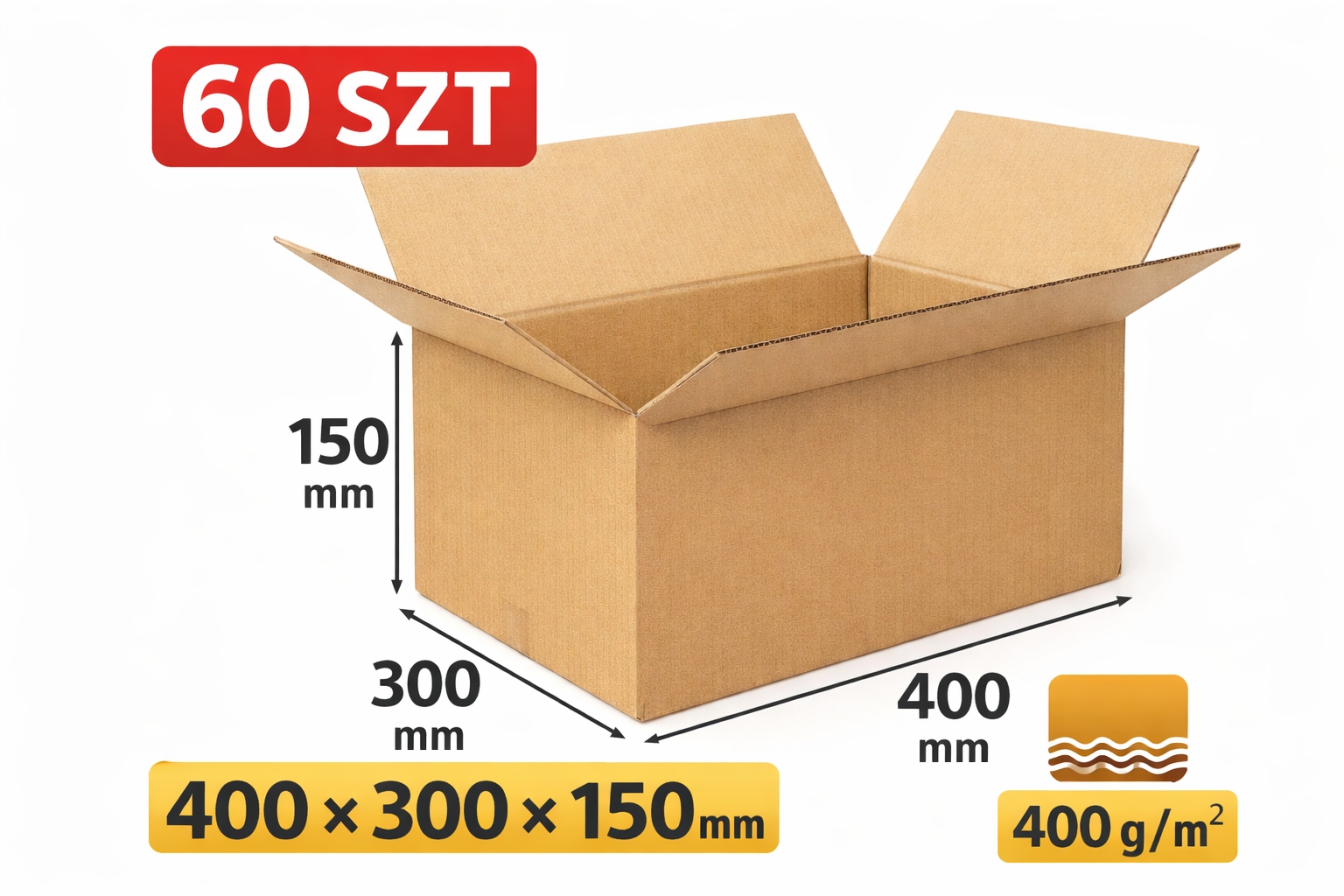 Karton 400x300x150 400 g/m² 60szt. pudełko wysyłkowe mocne Paczkomat "b"