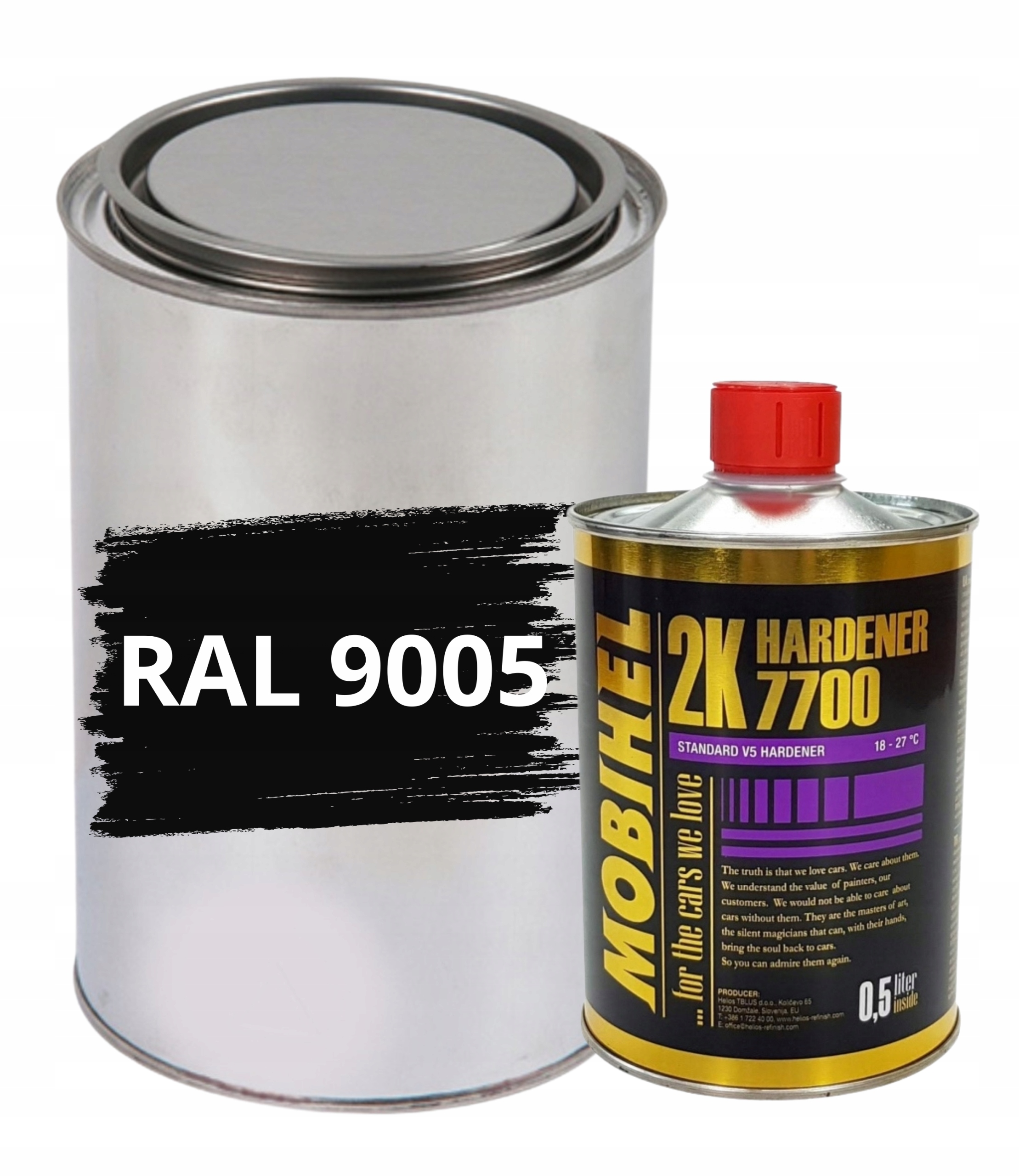 Ral 9005 Połysk Poliuretan Akryl 2:1 Farba 1L +utwardzacz 0,5L Mobihel 7700