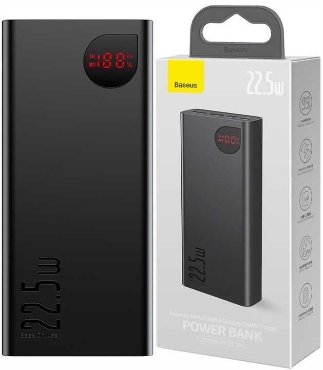 BASEUS POWERBANK 20000mAh USBx2 USB-C PD 22,5W QC - Sklep, Opinie, Cena w  Allegro.pl