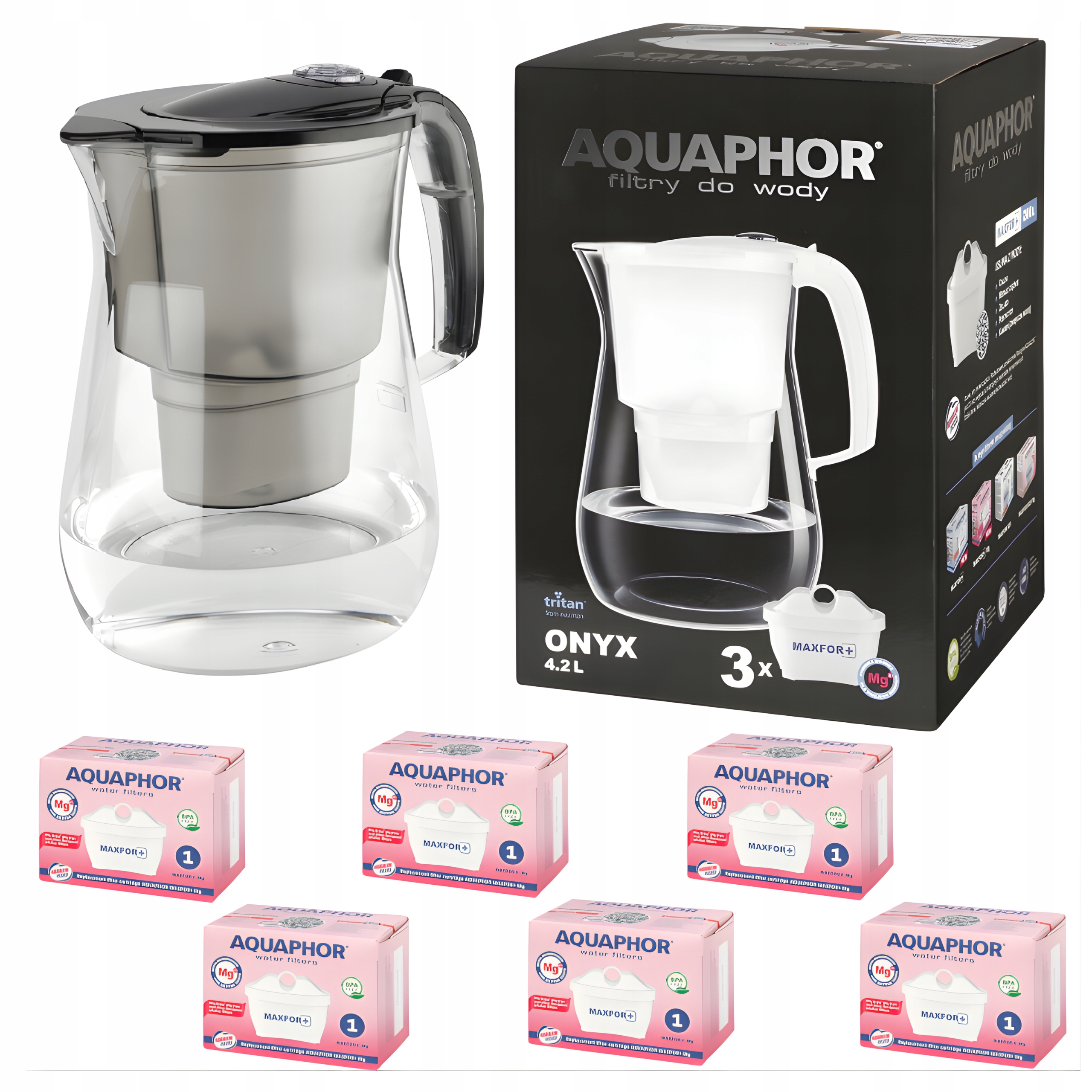 Filtrační konvice Aquaphor Onyx 4,2+ 6 náplní Mg