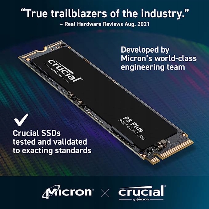 Crucial P3 Plus Gen4 NVMe SSD, 500GB, M.2 2280, PCIe 4.0, 3D-NAND Interfejs M.2 PCIe