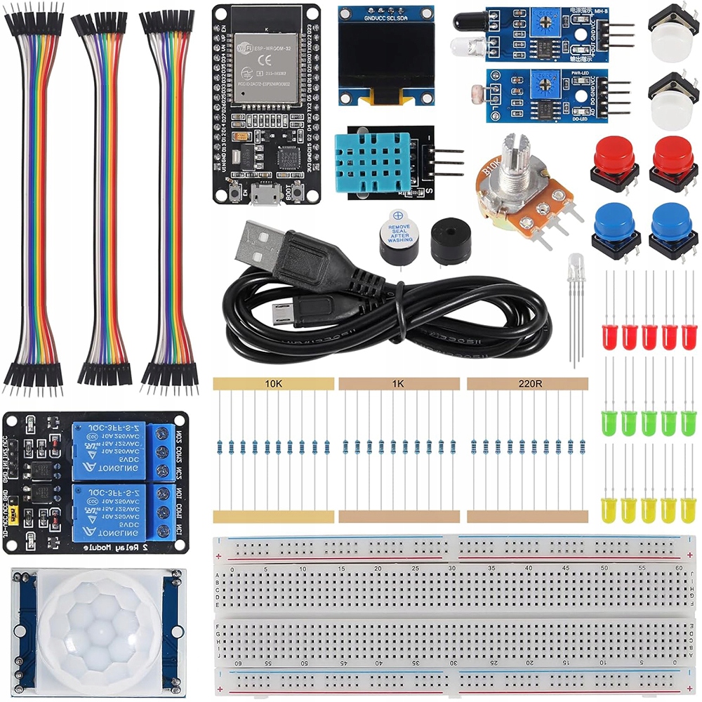 Zestaw startowy edukacyjny z ESP32 do nauki programowania i elektroniki