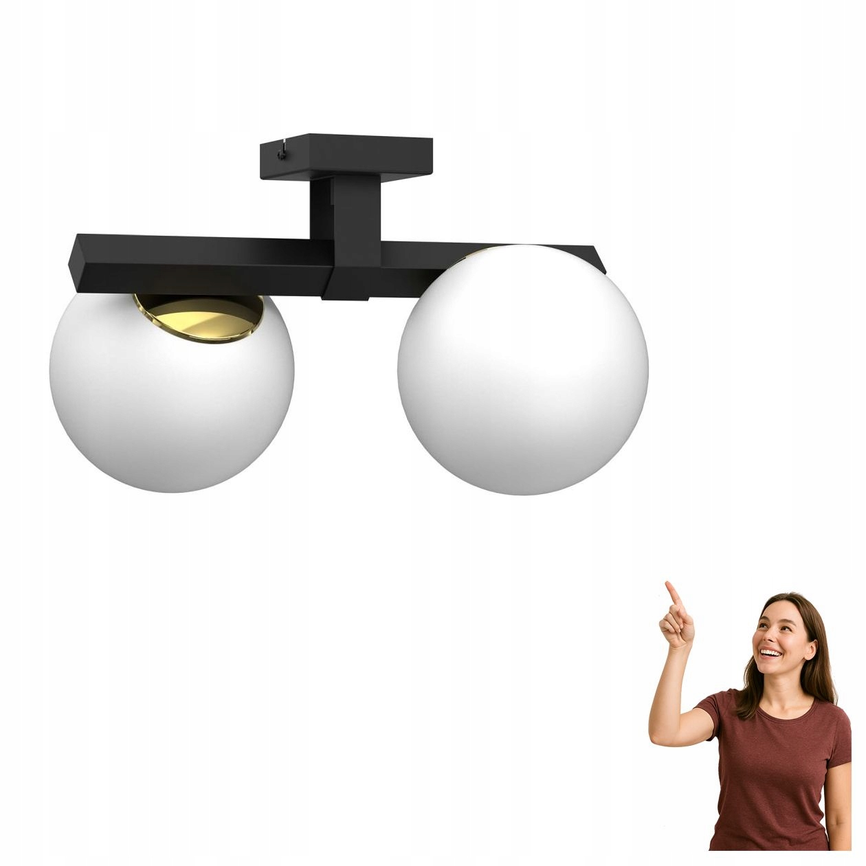 Stropná lampa 2-bodová mliečne gule Idris 4628 Luminex