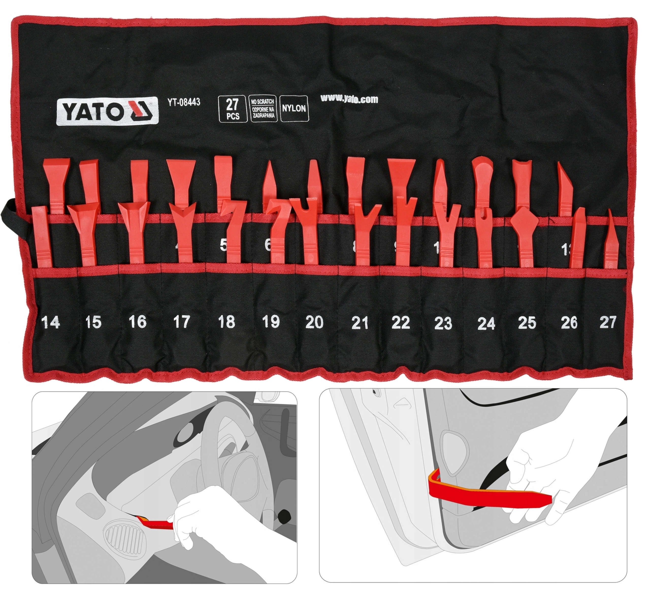 ZESTAW ŚCIĄGACZY DO TAPICERKI, LISTEW 27szt YATO !
