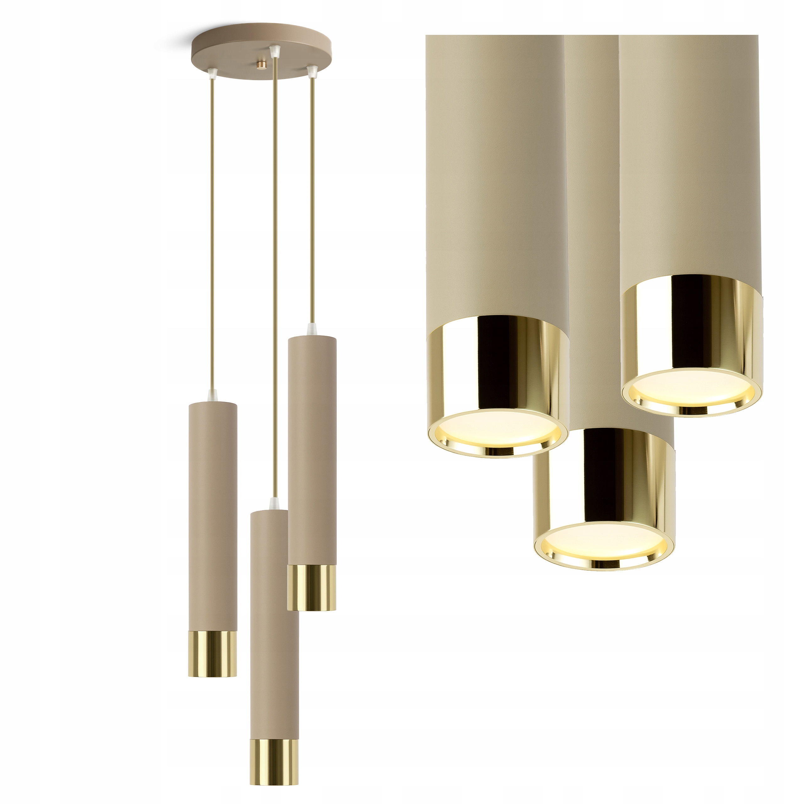 Lampa wisząca sufitowa tuby Kaszmir Beż Ecru Led do kuchni salonu nad blat