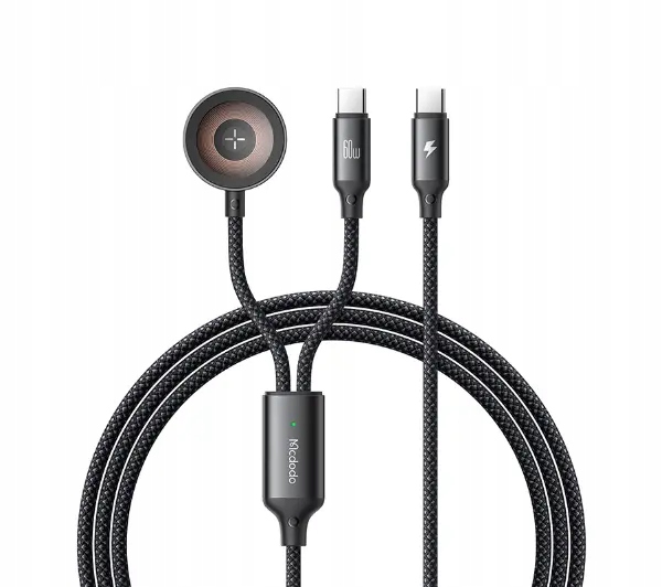 Mcdodo Ładowarka Indukcyjna 2W1 Do Apple Watch I Iphone 60W CZArna