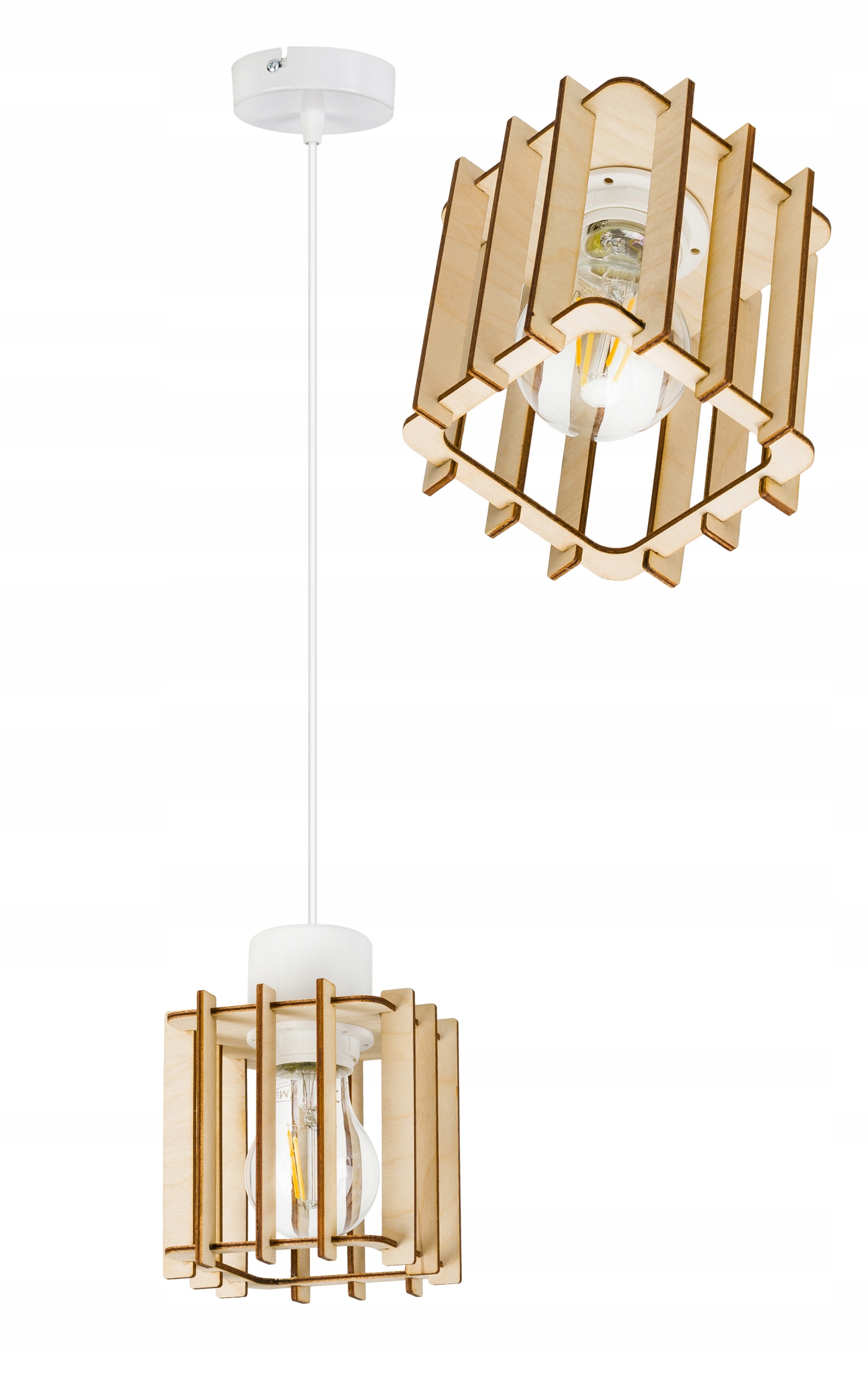 

Lampa Wisząca zwis żyrandol sufit Drewno Kostka 1