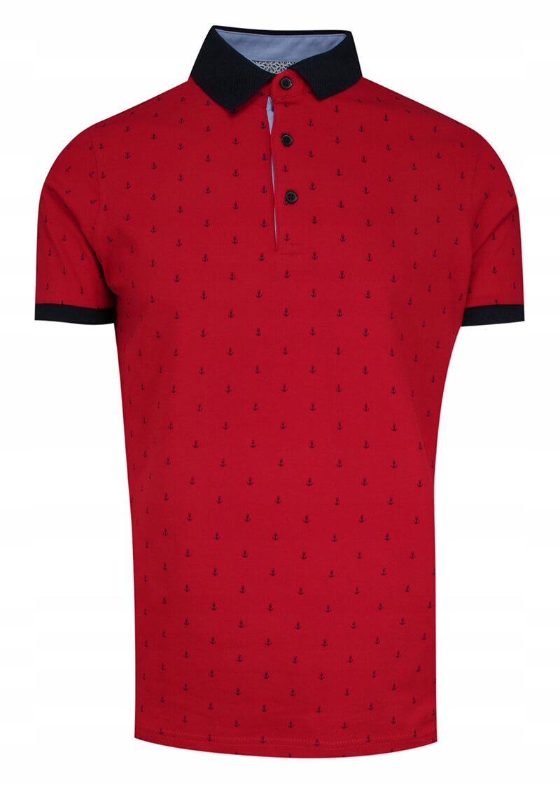 Červená pánská Polokošile s kotvou, velikost M
