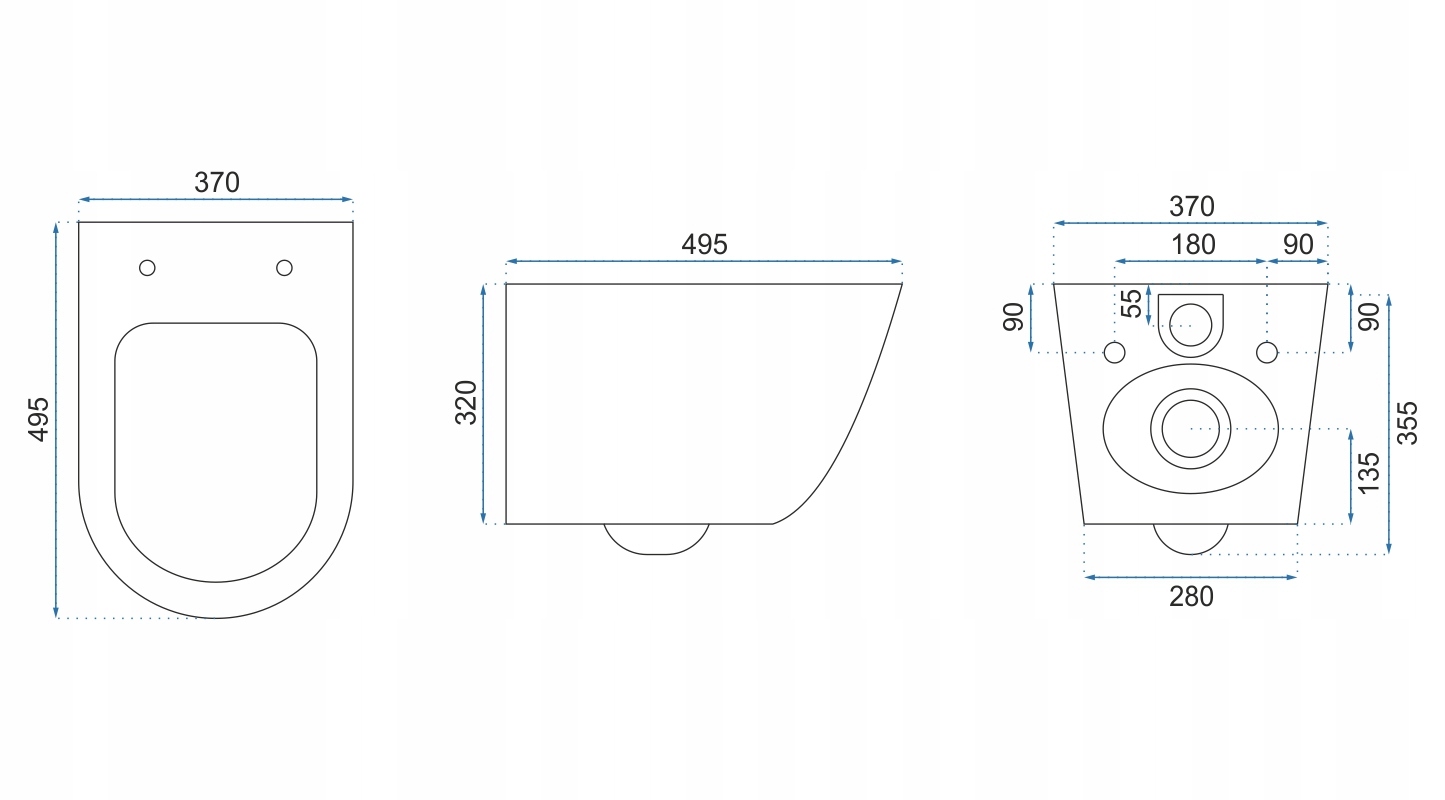 MISA WC WISZĄCA REA CARLOS SLIM RIMLESS GRANIT MAT MISA PODWIESZANA 49,5x37 Skład zestawu miska + deska