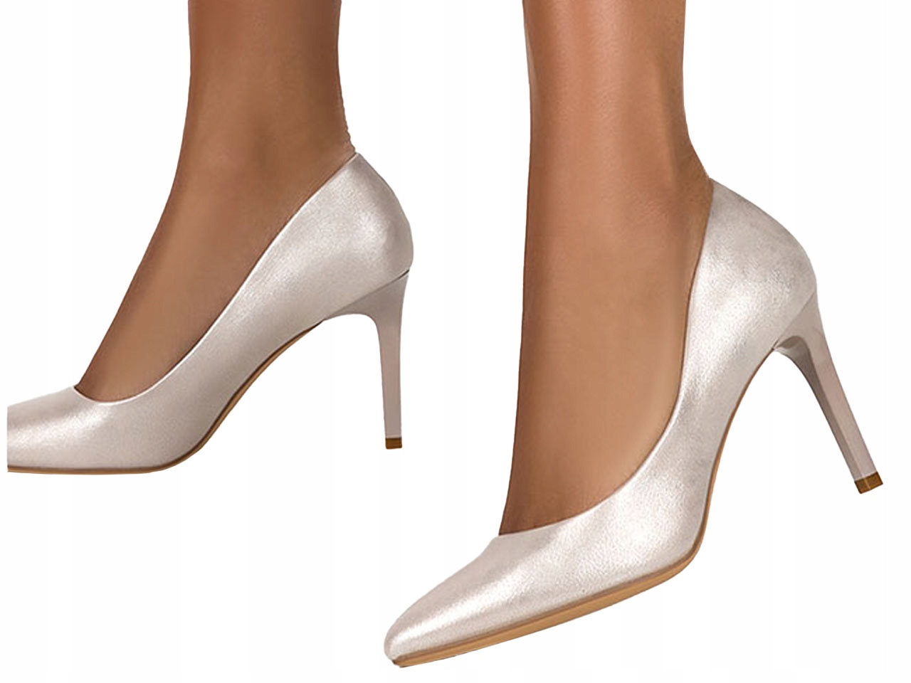 CZÓŁENKA SZPILKI BŁYSZCZĄCE SZPIC WKŁADKA SKÓRA 38