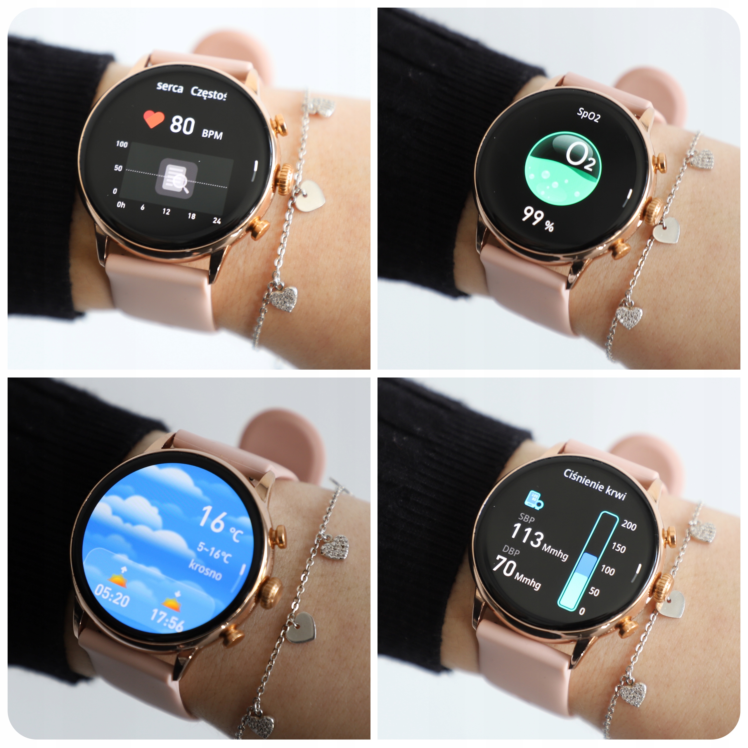 SMARTWATCH DAMSKI POLSKIE MENU ROZMOWY ZDROWIE SPORT AMOLED SMART WATCH PL Lokalizator GPS nie