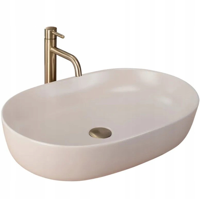 Keramické umývadlo na dosku oválne Rea Cleo 61 Beige Matt béžové matné
