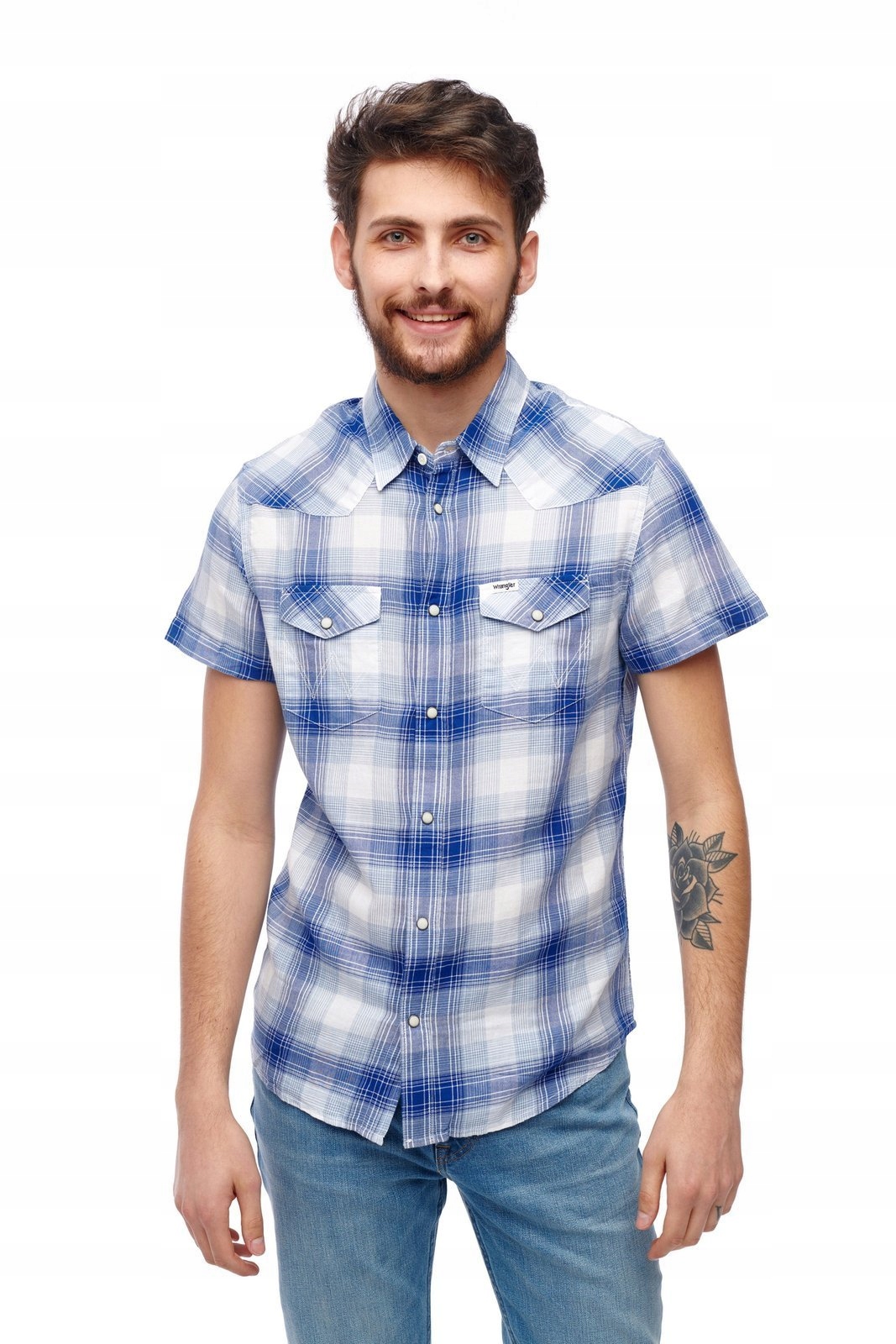 WRANGLER WESTERN SHIRT SURF BLUE W5J0ORX6U L