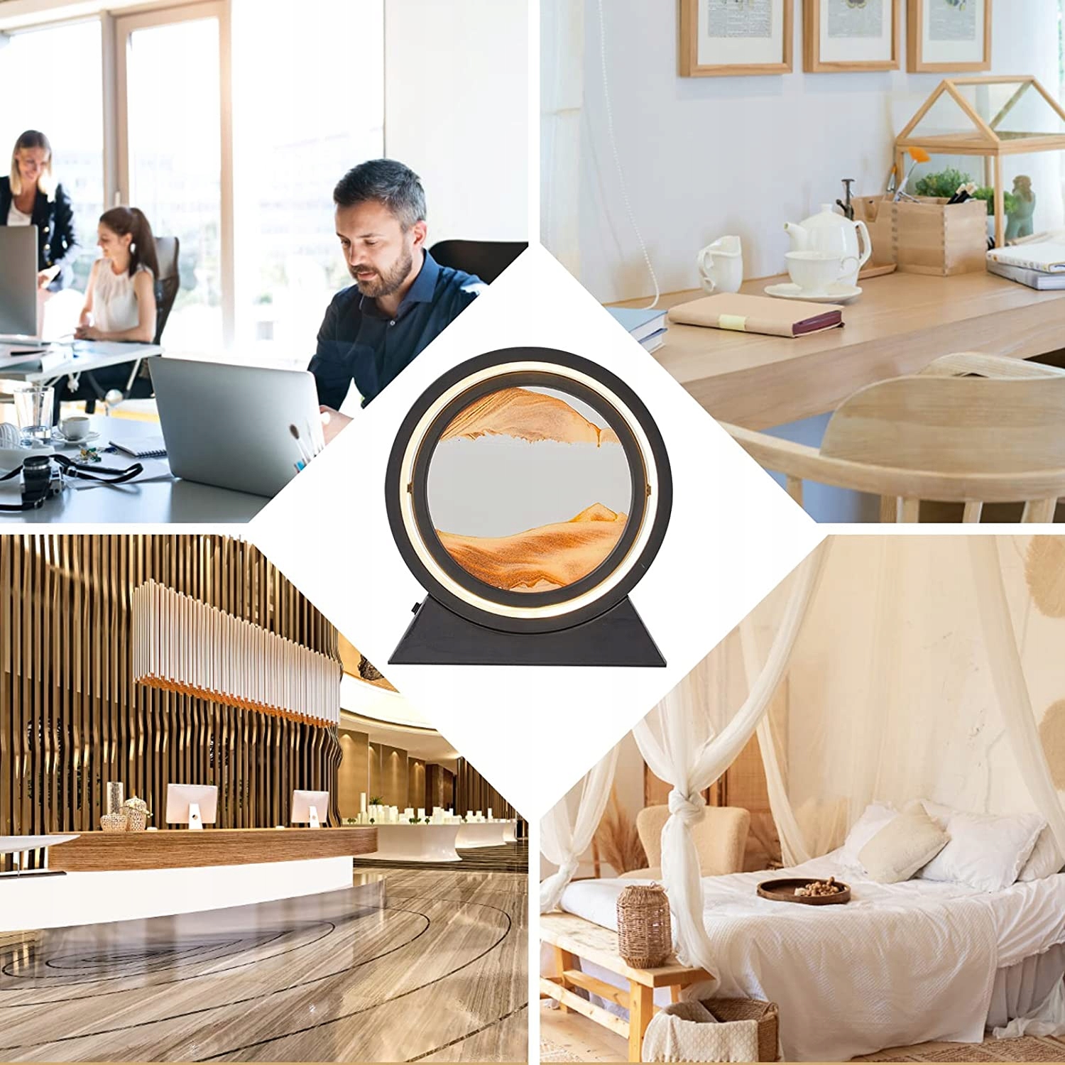 LAMPKA NOCNA MALOWANIE PIASKIEM DYNAMICZNY PIASEK NOCNE ŚWIATŁO KLEPSYDRY Zasilanie bateryjne