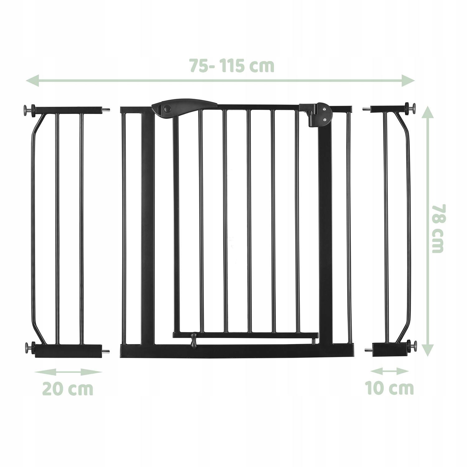Barierka, bramka zabezpieczająca, Nukido, 115x78 cm, czarna Kolor czerń