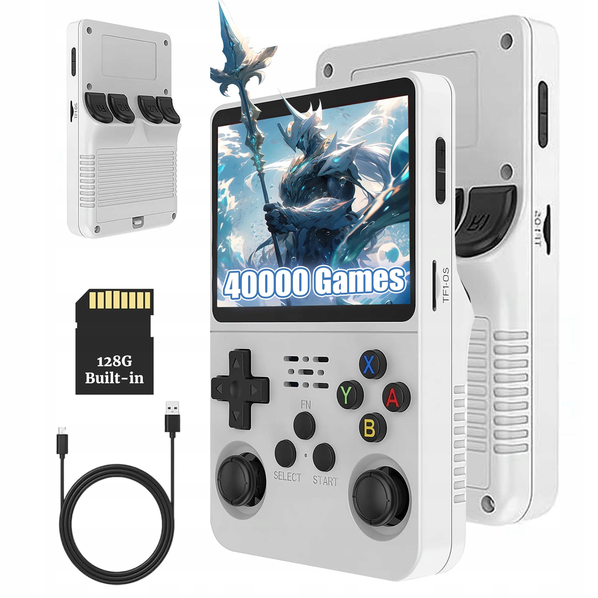 Retro Mobilní Herní Konzole R36S 32GB+128GB Ips 3.5" Bílá 40000+