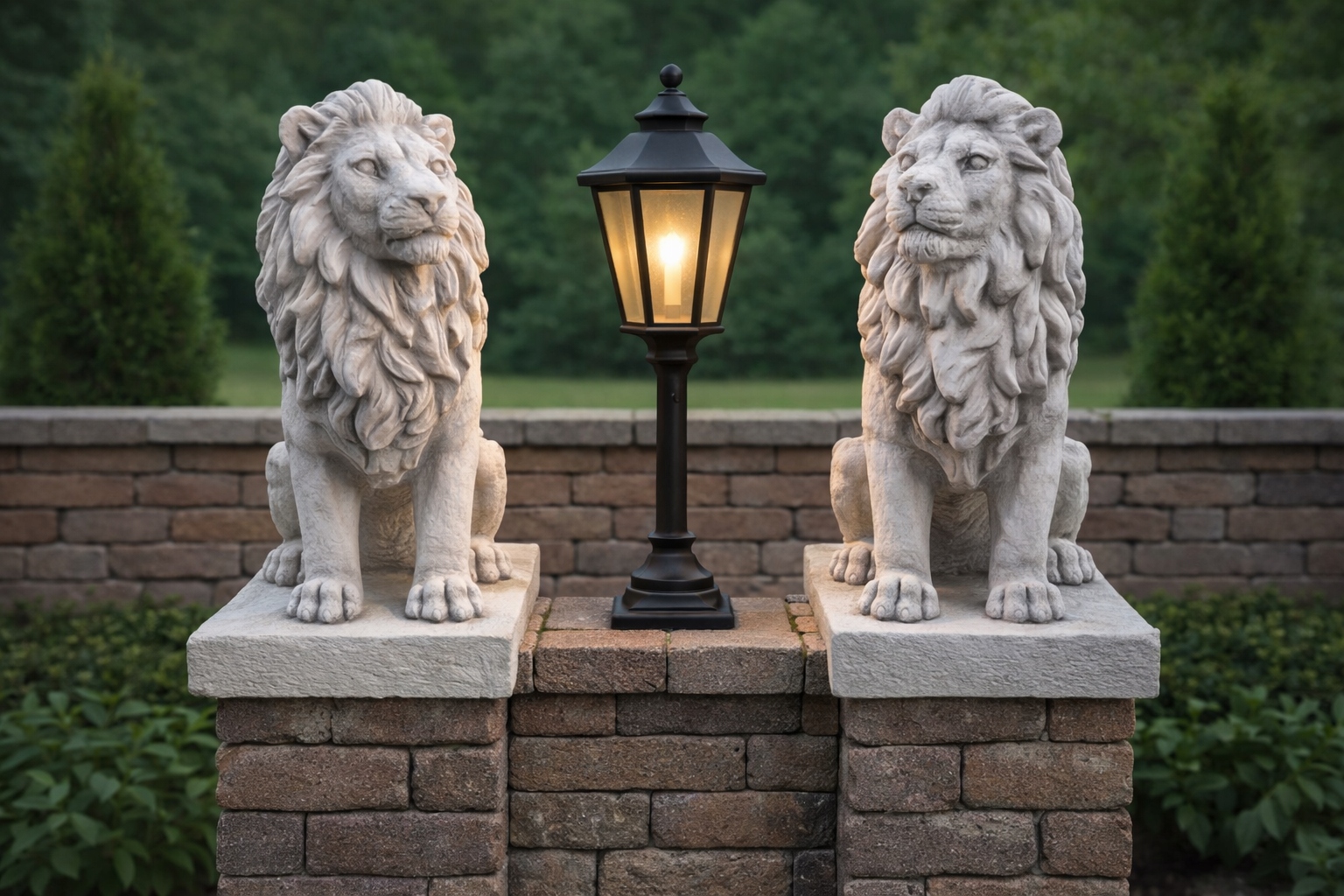 Zahradní lvi Architektonický beton 2 ks 34 cm hmotnost 22 kg Patina, odolný