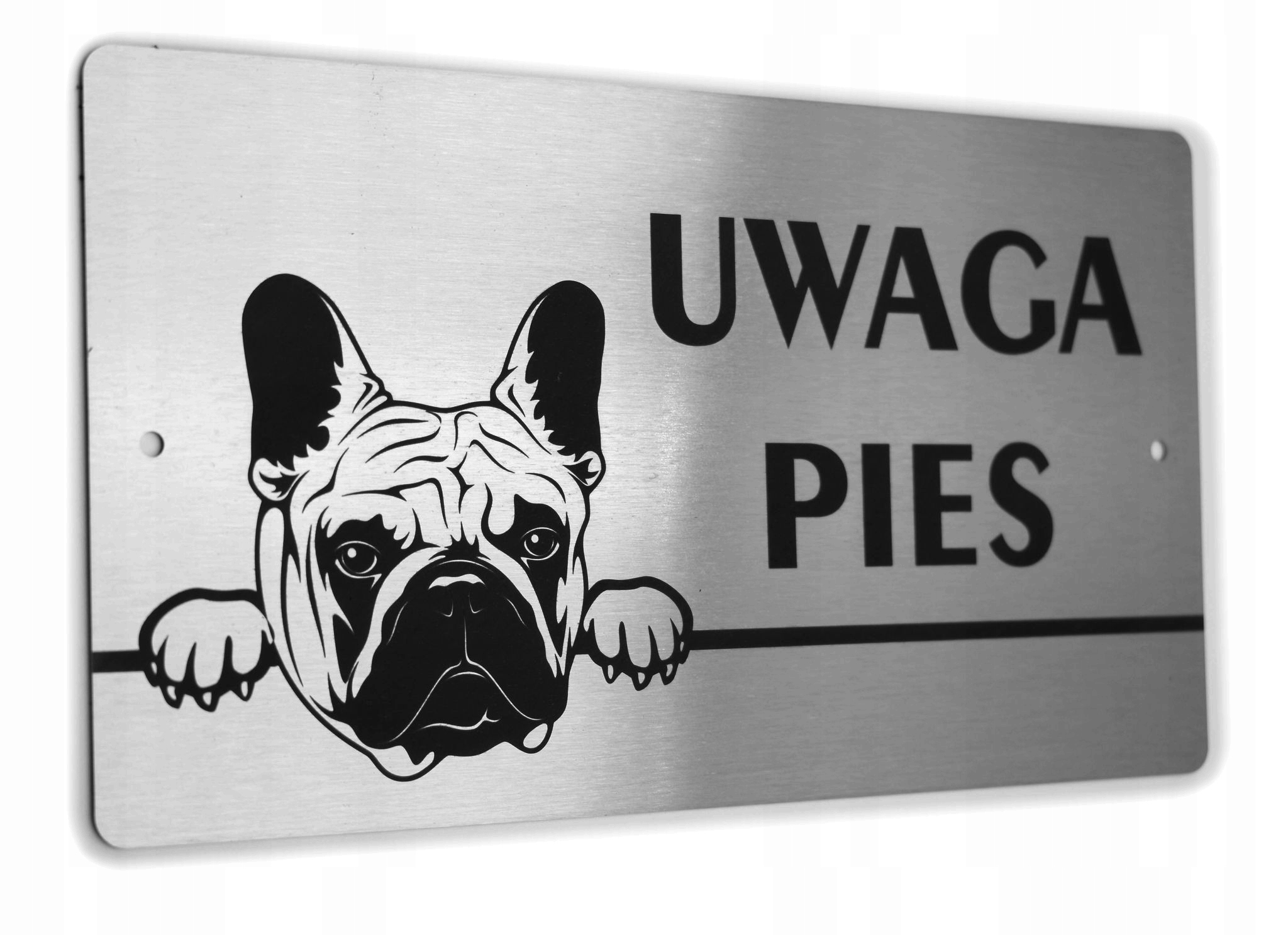 

Tabliczka Inox - Uwaga Pies - Buldog Francuski