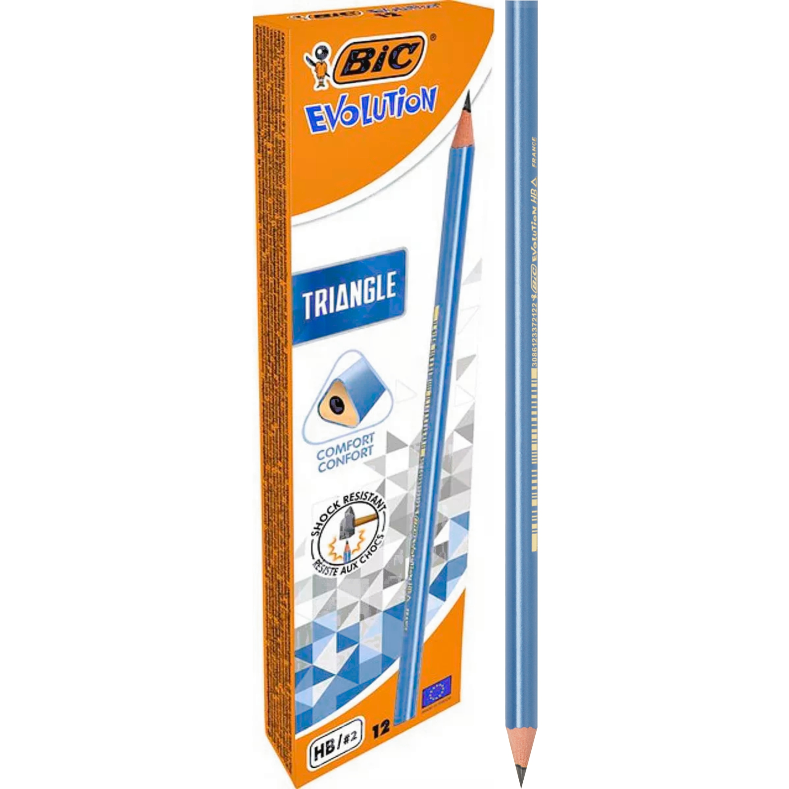 Ołówek szkolny biurowy Bic Evolution HB trójkątny bez gumki zestaw 12 sztuk