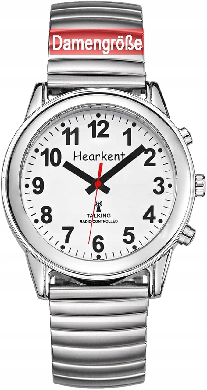 Dámské Hodinky Hearkent Elastický Náramek Mluvící Německy Stříbrný
