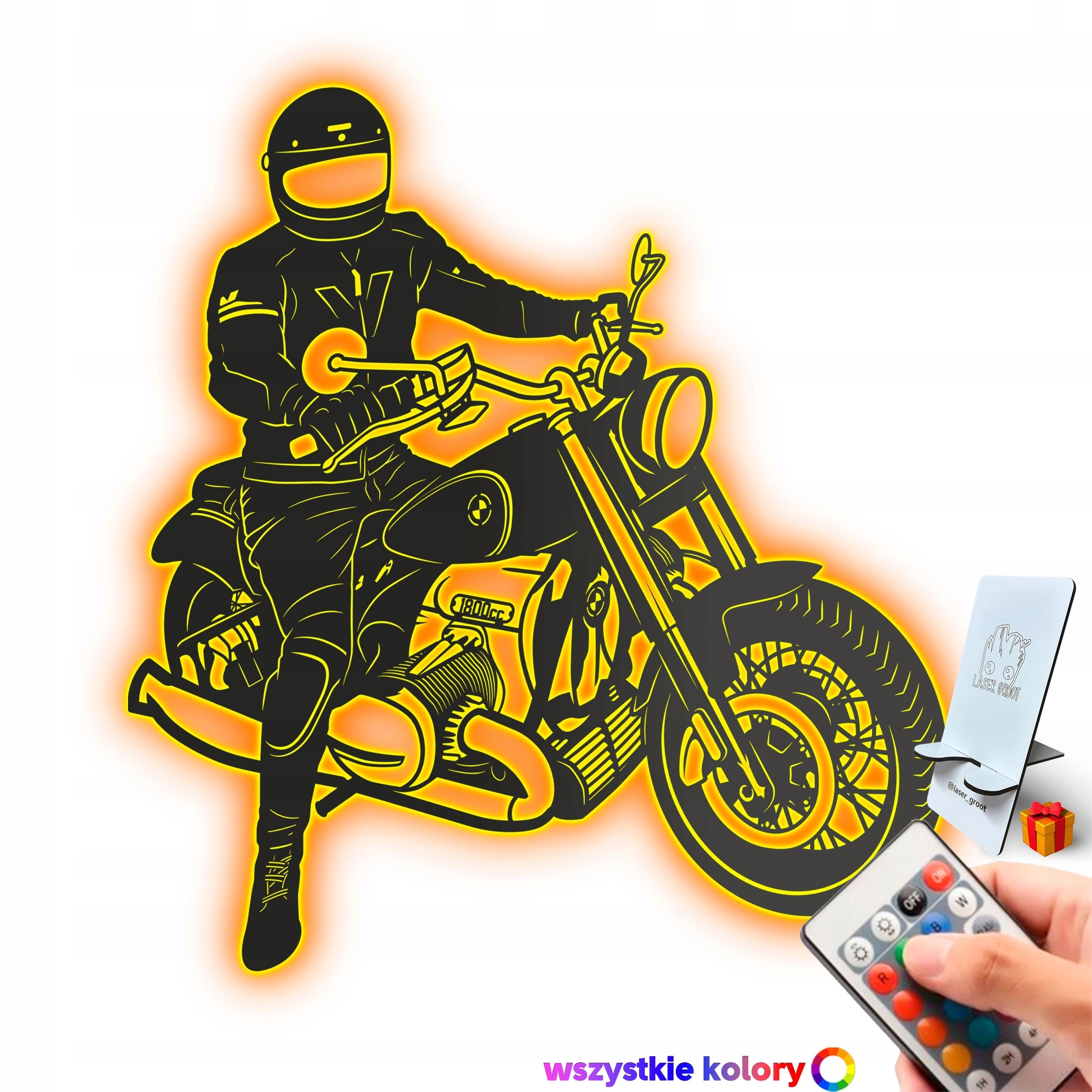 Dřevěný 3D obraz Bmw R18 Nástěnná Dekorace Dárek Noční Lampa Led XL