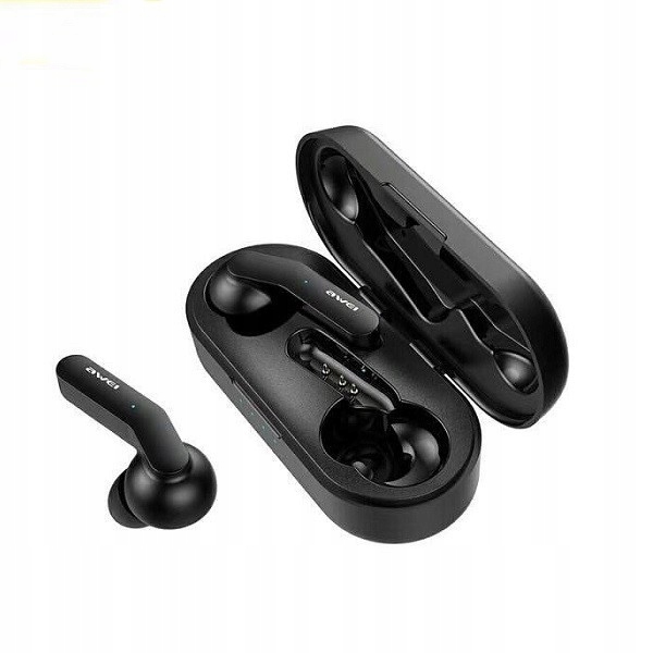 Awei Bluetooth sluchátka 5.0 T10C Tws nabíjecí stanice černá/black