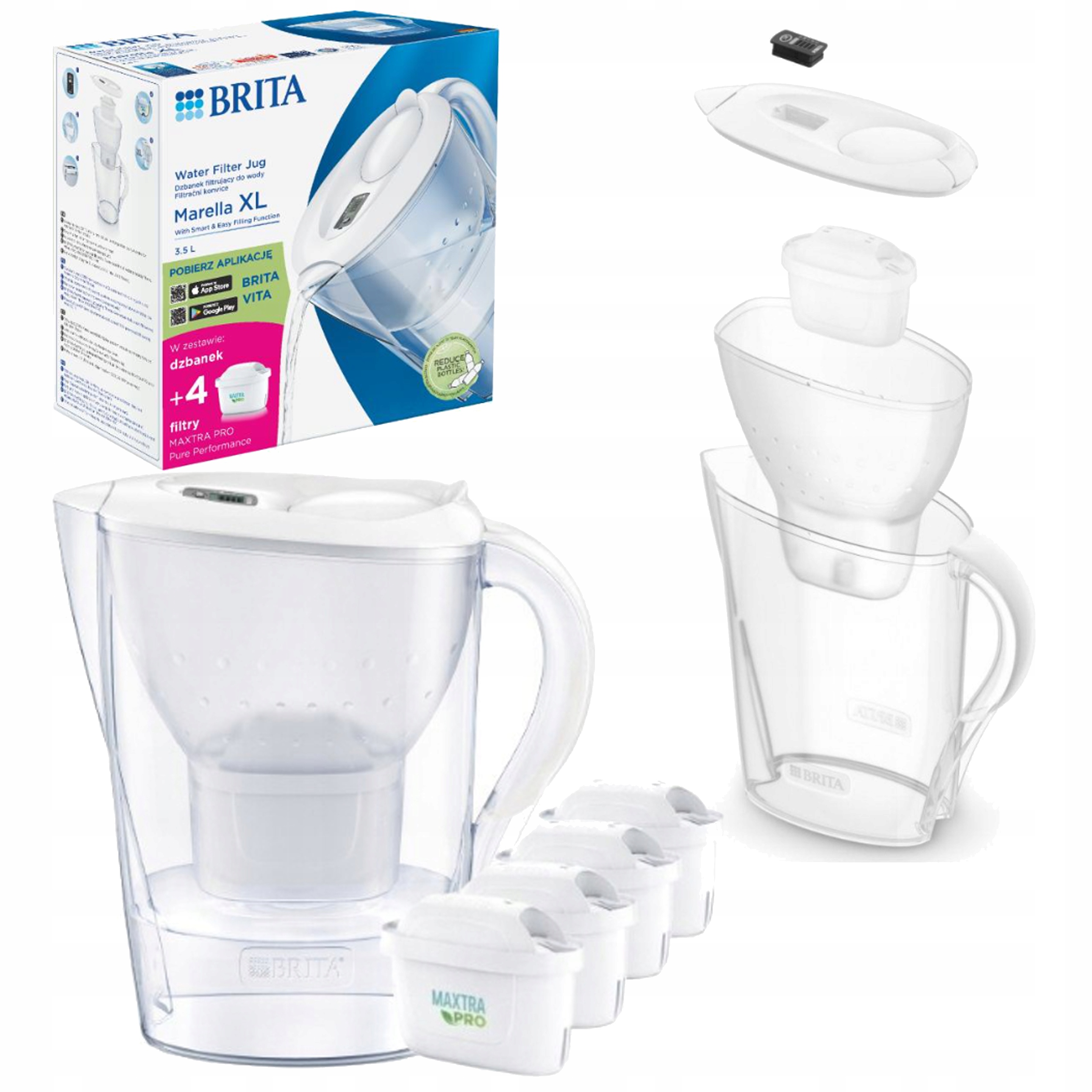 Brita Dzbanek Filtrujący XL 4 Wkłady Zestaw W Komplecie Pojemność 3,5 L