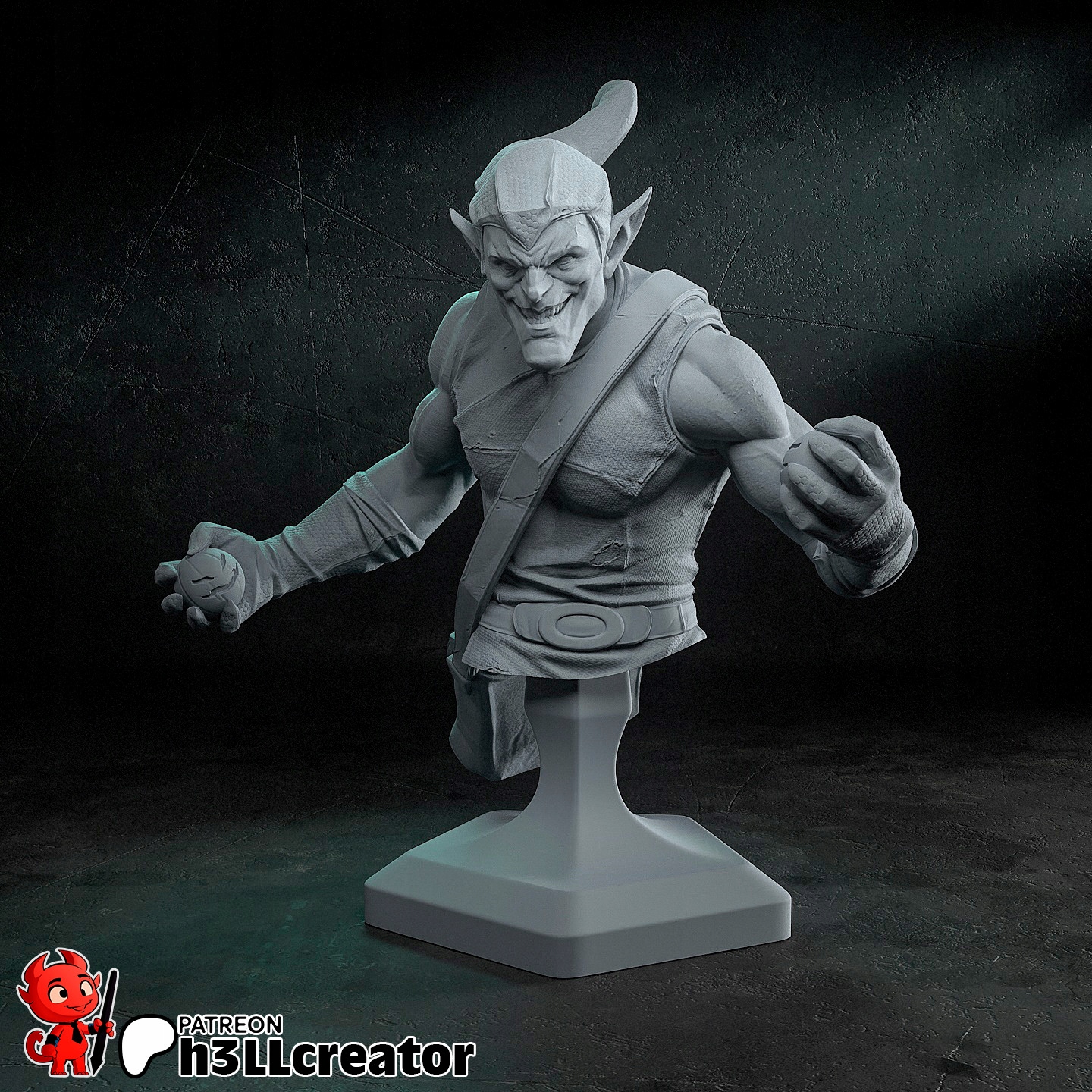 Figurka Green Goblin Spiderman Popiersie H3ll Creator 3D tisk 14K Dárek