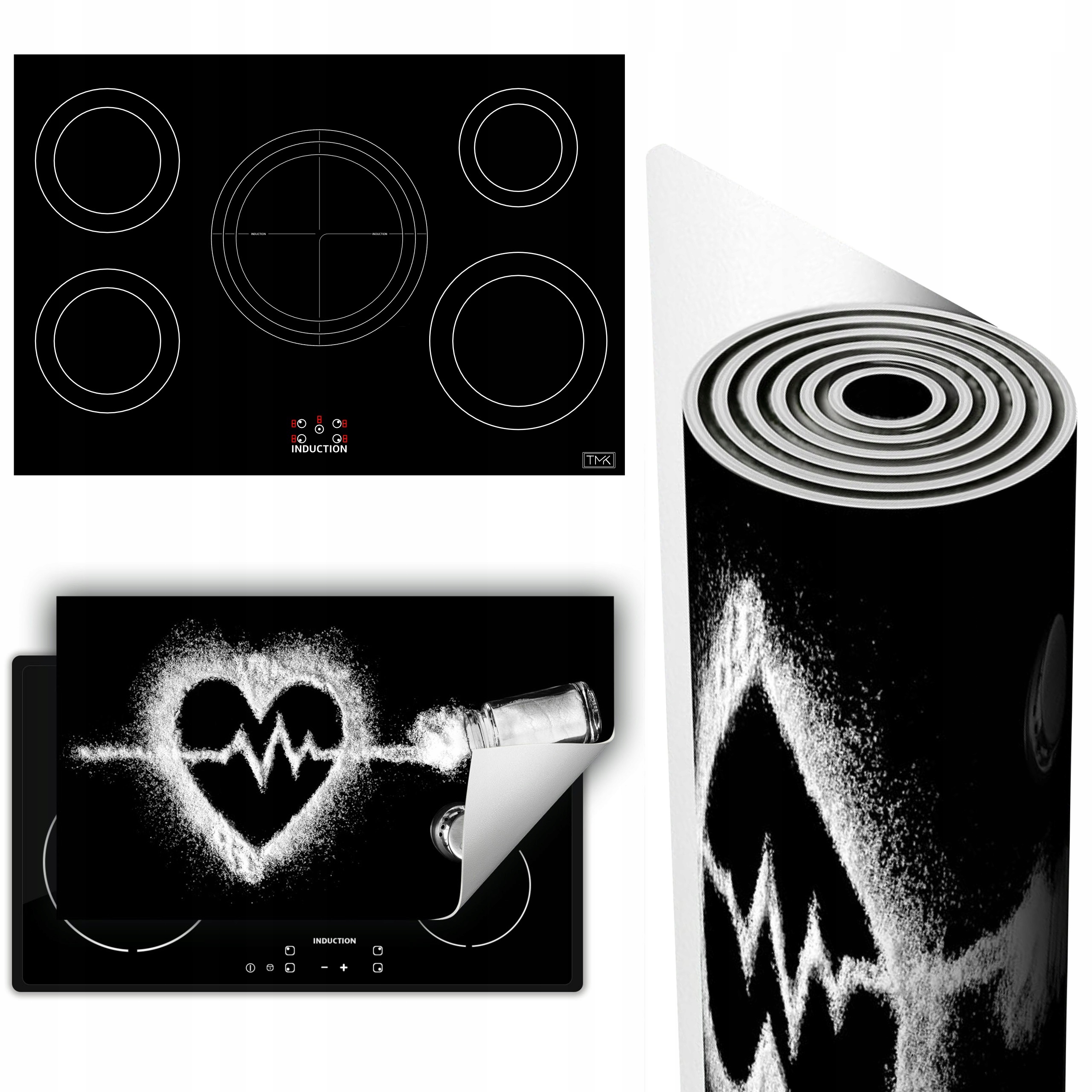 Vinylová Podložka Ochrana Kuchyňské Desky 90x52 černá srdce