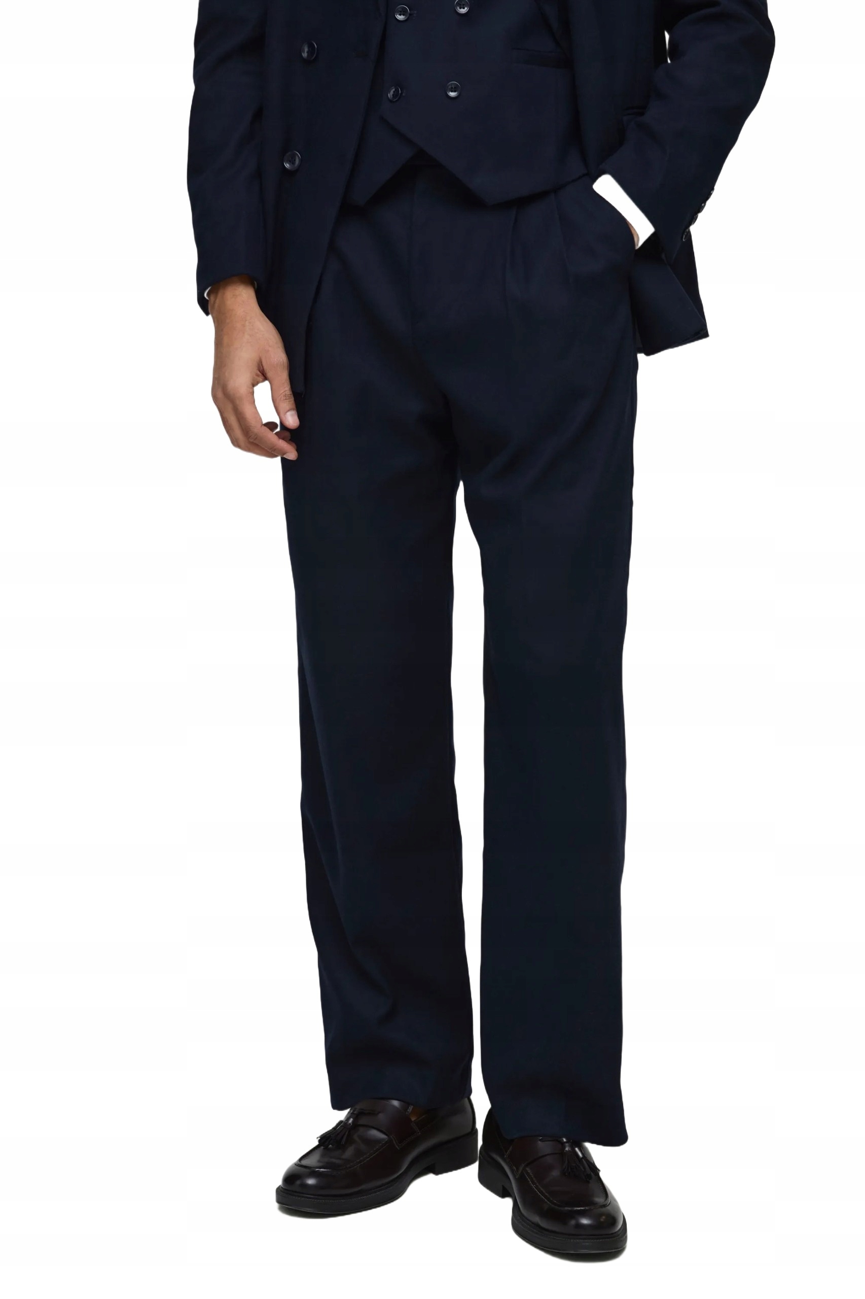 Boohooman Modrý Pánský Oblek S Vestou Slim 28 Z3A*