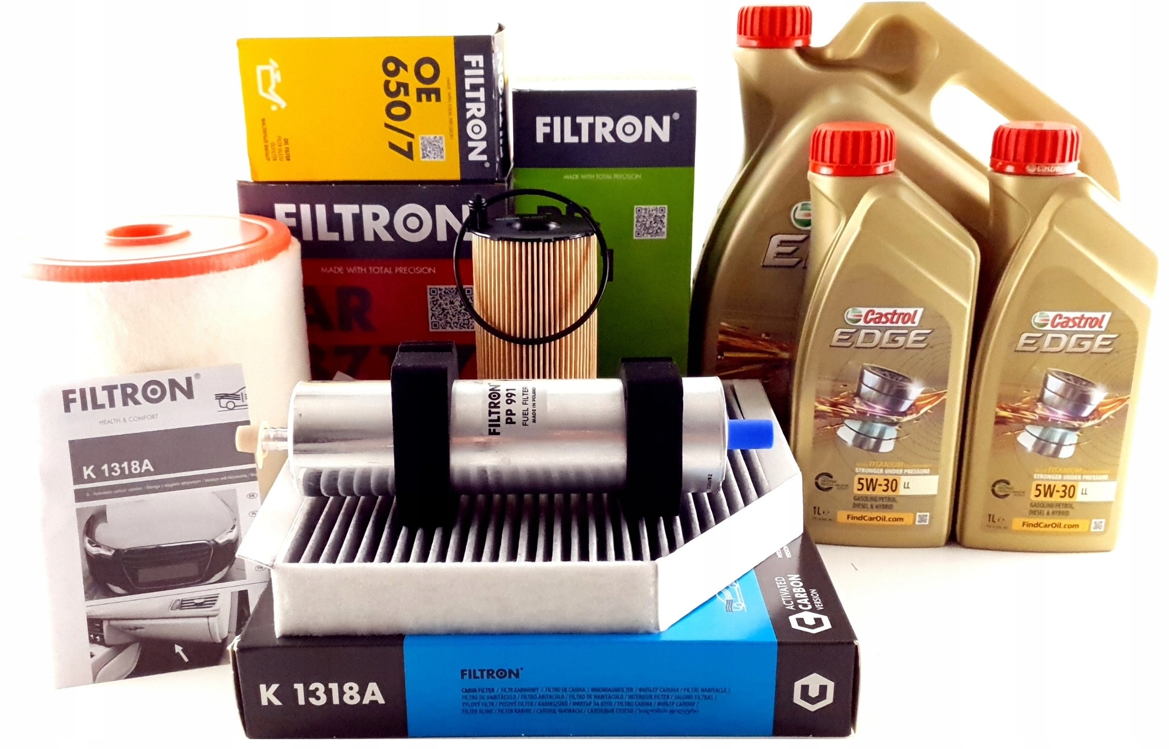 Sada 4 filtrů Filtron pro Audi A6 C7 3.0TDI 204-313KM olej Castrol Edge 7L