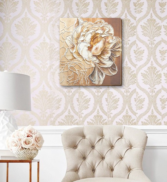 Korálková výšivka Sada s korálky Pivoňka