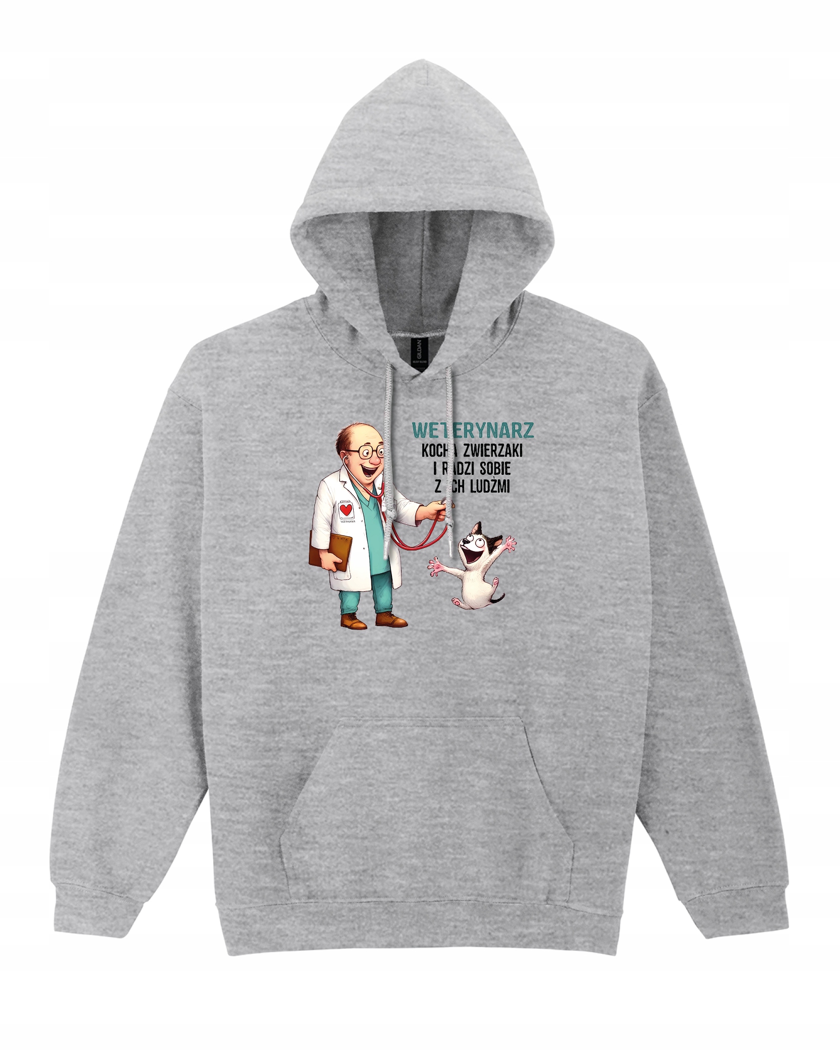 Mikina pro veterináře, lékaře a zvířata, vtipný Dárek šedá, velikost L