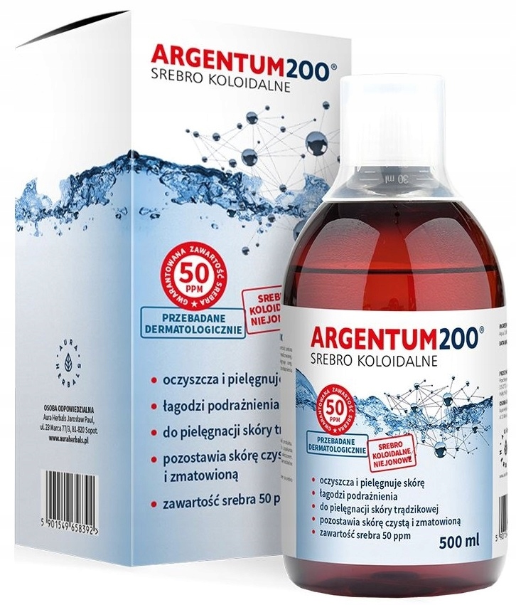 

Aura Argentum 200 Srebro Koloidalne 50PPM 500ml