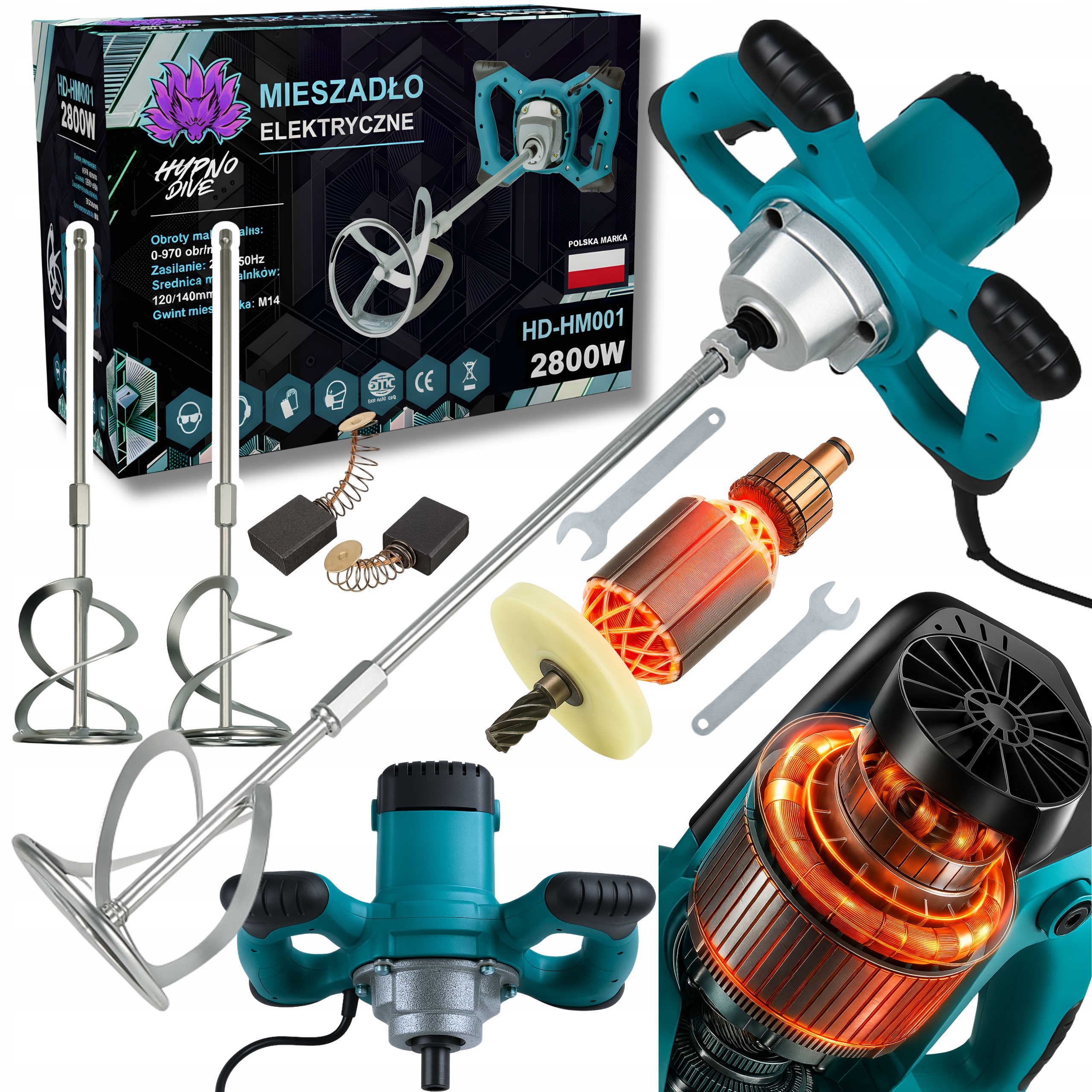 Mieszadło Do Kleju Zaprawy Betonu Elektryczne 2900W Mieszalnik Mocne XL