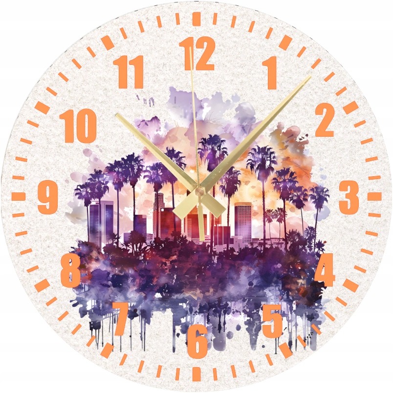 Nástěnné hodiny Dekorativní Umělecký barevný full print Los Angeles 45 cm