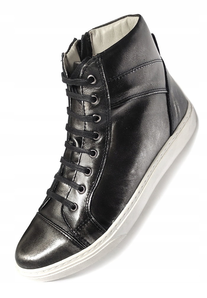 Kožené kozačky Dolce Pietro, sportovní boty nad kotník, stříbrné, černé, velikost 36