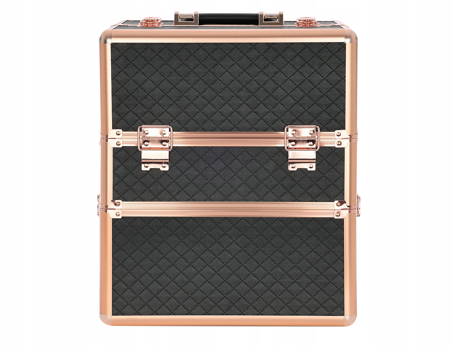 KUFEREK KOSMETYCZNY DUŻY XL ROSE GOLD PIKOWANY CZARNY ZŁOTY EAN (GTIN) 5903818684958