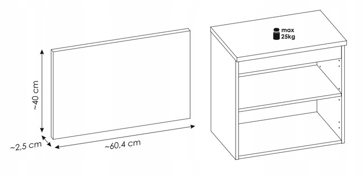 KASZMIROWA szafka NOVA CASHMERE z umywalką i blatem 60 cm z szufladami Głębokość mebla 40 cm