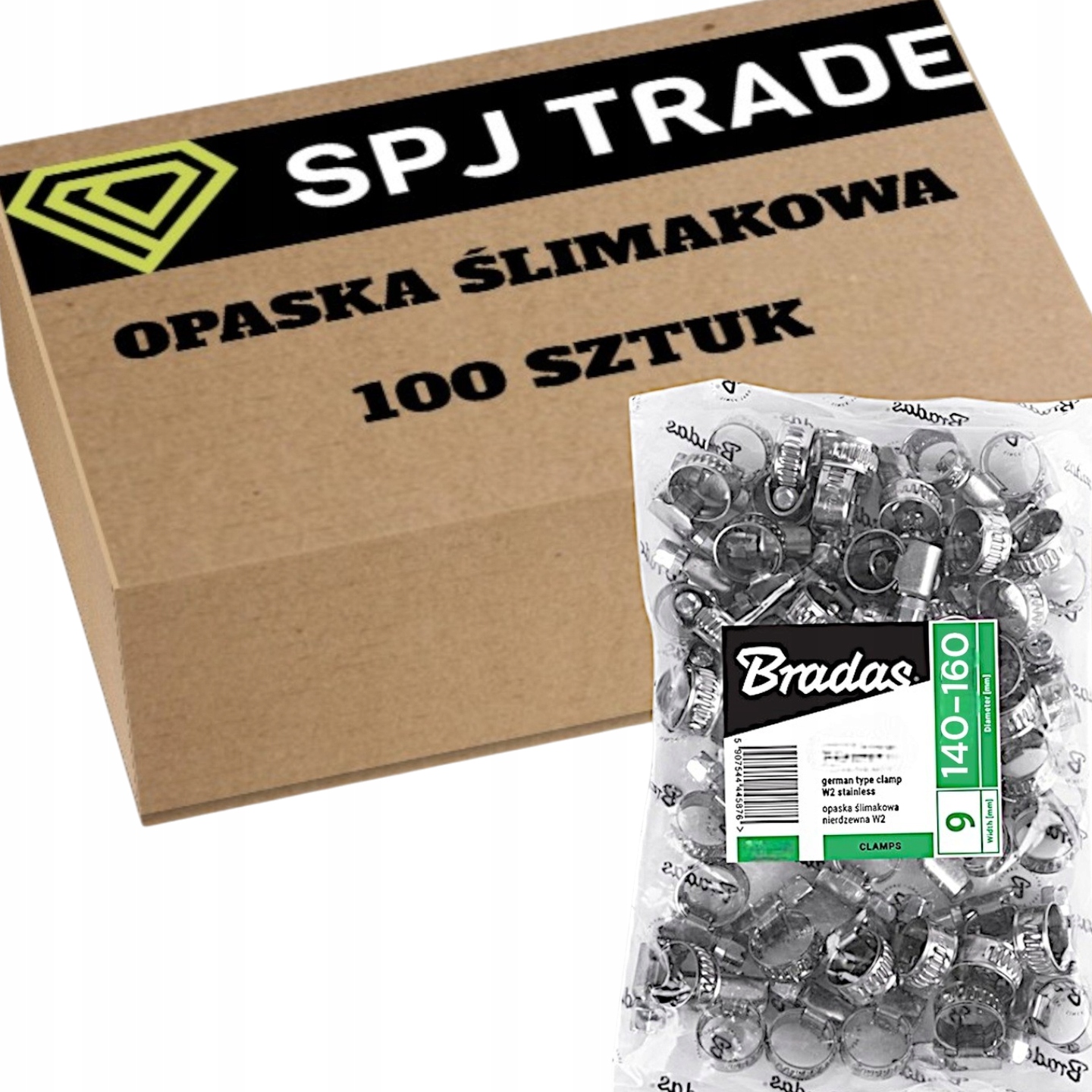 100 x Řemínek objímka Kovová Cybanty upínací 140-160 mm