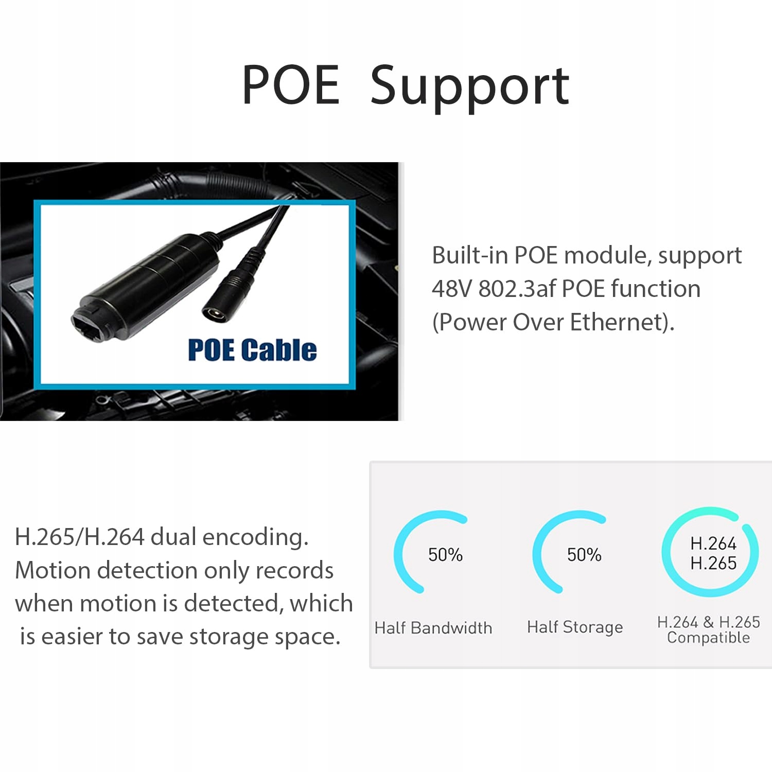 REVODATA UltraHD 4K POE IP Kamera Audio PIR IR LED Nocna CCTV 3.7mm — miniatura 6