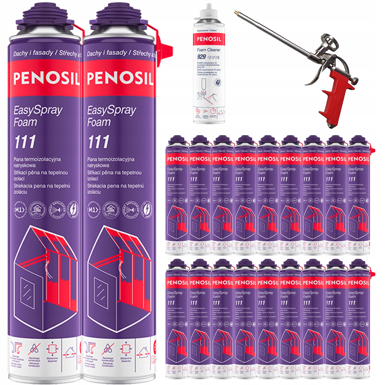 20x Penosil EasySpray Pena Pur Termoizolačná striekacia pena Pištoľ